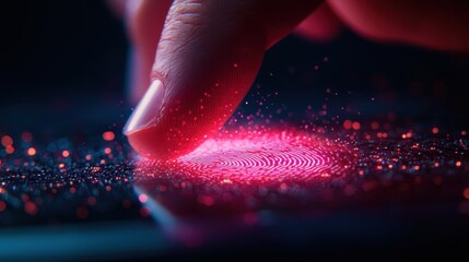 Visual of a fingerprint image being erased on a touchscreen to symbolize data deletion close up