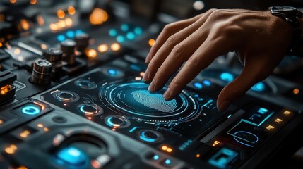 Visual of a fingerprint image being erased on a touchscreen to symbolize data deletion close up