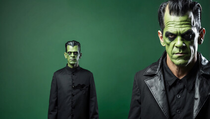 A Creative Halloween Costume of an Adult Man as Frankenstein