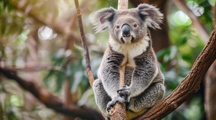 Koala Sitting on a Tree Branch
