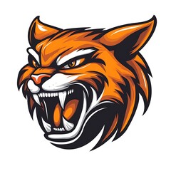 Obraz premium Angry Wildcat Mascot Logo. Fierce Animal Head Graphic Design.