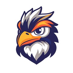 Obraz premium Cartoon bird head logo design. Aggressive bird mascot.