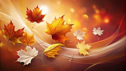 Obraz premium Autumn Leaves Dancing on a Gentle Breeze with Warm Background