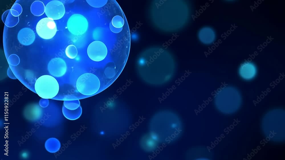 Poster vibrant blue bubbles float against a dark background creating a mesmerizing visual effect at night