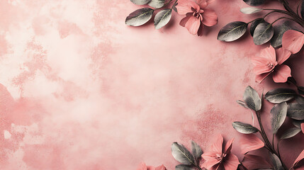pink mockup background with flower and leave decoration for stylist photo