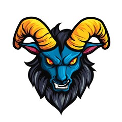 Aggressive Ram Mascot Logo.  Powerful Monster Head Graphic Design.