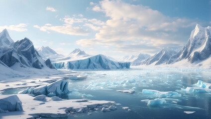 An Arctic Winter Landscape with Large Glaciers for Nature Photography