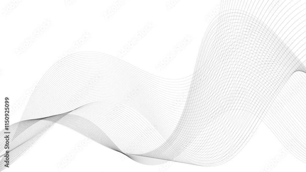 Poster abstract wave background business lines. black curve wave technology lines isolated on white abstrac