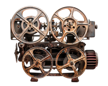 Rusty film projector reel on Transparent Background