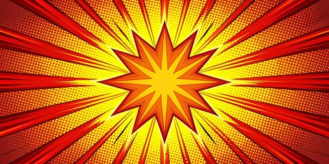Fototapeta premium Dynamic Red and Yellow Comic Book Burst Background