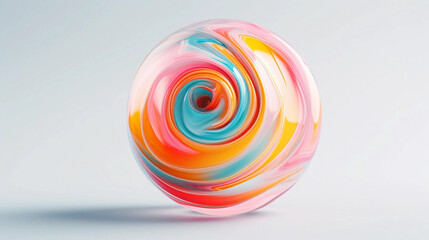 Colorful Pastel Three-Dimensional Ball on White Surface 