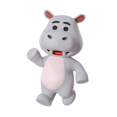 Mascot Cute Hippo Pose