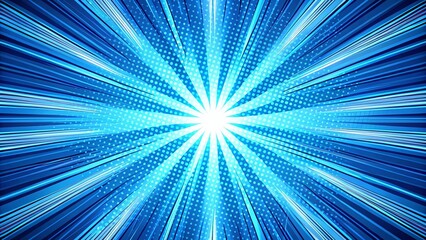 Fototapeta premium Abstract Blue Radial Burst Design with Dotted Pattern