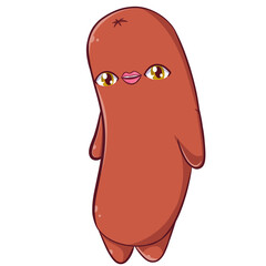  sausage hotdog Cute food fruit vegetable Character Illustration 2D with expressive transparent background