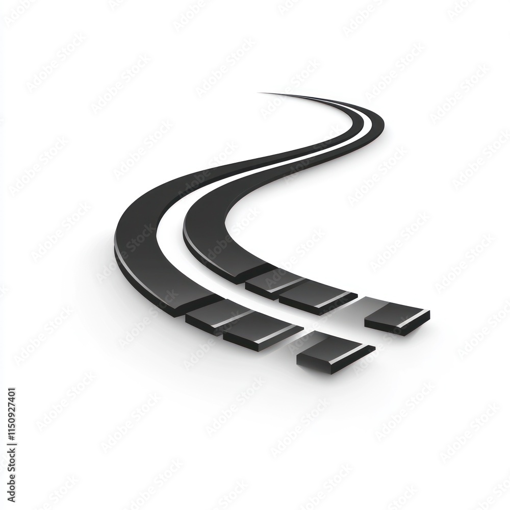 Poster abstract curved road with segmented lines.