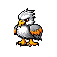 Obraz premium Cartoon Eagle Mascot. Cute Angry Bird Logo Design.