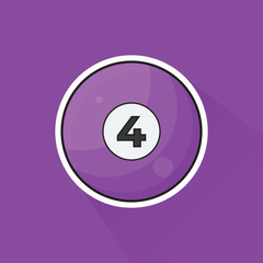 Illustration of Pool Ball Number 4 in Flat Design