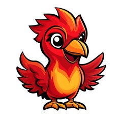 Obraz premium Cute cartoon cardinal. Happy bird illustration.