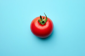Vibrant Red Tomato on a Sky Blue Background