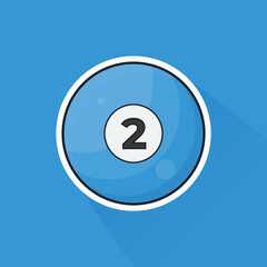 Illustration of Pool Ball Number 2 in Flat Design
