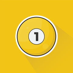 Illustration of Pool Ball Number 1 in Flat Design