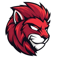 Red Lion Mascot Logo. Powerful and Aggressive Animal Design.
