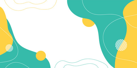 Flat Background White with Green and Yellow liquid shape