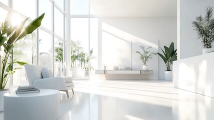 Bright and Spacious Minimalist Living Room with Indoor Plants