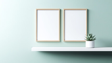 A simple, elegant Scandinavian-style arrangement with two wooden frames