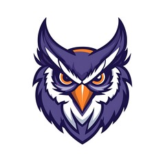 Fototapeta premium Purple Owl Mascot Logo. Powerful and Wise Animal Graphic Design.