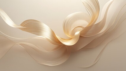 Abstract Gold Swirls on Beige Background