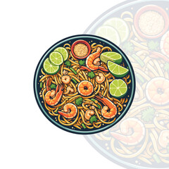 Pad Thai served on a plate with noodles