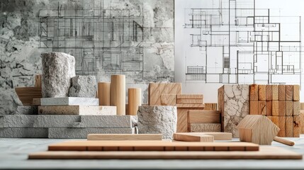 Building materials creative composition photography