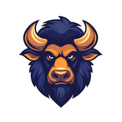 Buffalo Mascot Logo. Powerful Animal Head Design.