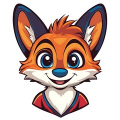 Cute Cartoon Fox Mascot Head. Friendly Animal Character Design.