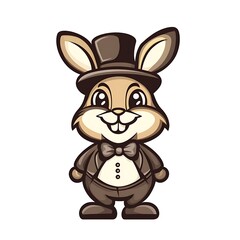 Obraz premium Cute Rabbit in Tuxedo. Cartoon animal character.