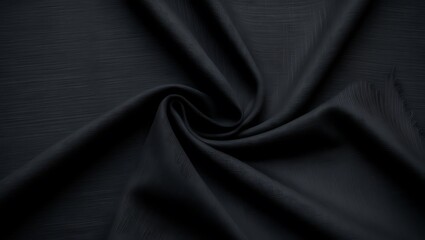 Fototapeta premium Black textured fabric with a subtle woven grid pattern, suitable for backgrounds, design elements, and textile concepts in creative projects