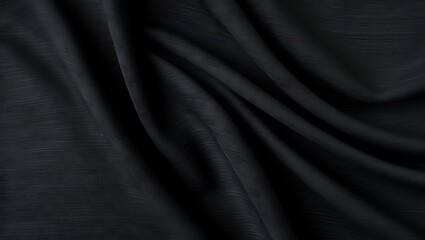 Obraz premium Black textured fabric with a subtle woven grid pattern, suitable for backgrounds, design elements, and textile concepts in creative projects