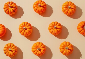 pumpkins, orange, autumn, harvest, decorations, fall, seasonal, vibrant, background, simplicity, flat lay composition, warm colors, natural light, shadows, festive, organic, agriculture, food, nature