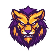 Obraz premium Lion Mascot Logo, Sport Team Graphic, Fierce Animal Head