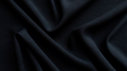 Obraz premium Black textured fabric with a subtle woven grid pattern, suitable for backgrounds, design elements, and textile concepts in creative projects