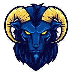 Mythical Ram Head Logo. Powerful Creature Design.