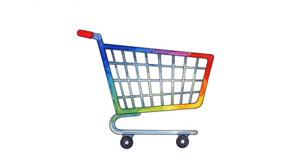Colorful Rainbow Shopping Cart Retail Online Sales E commerce Icon