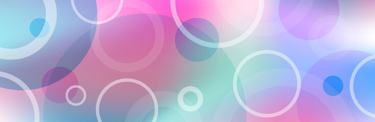 Modern circles web banner background, blue, turquoise, pink, purple, lilac color combination.
