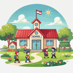 illustration of children playing in the school yard