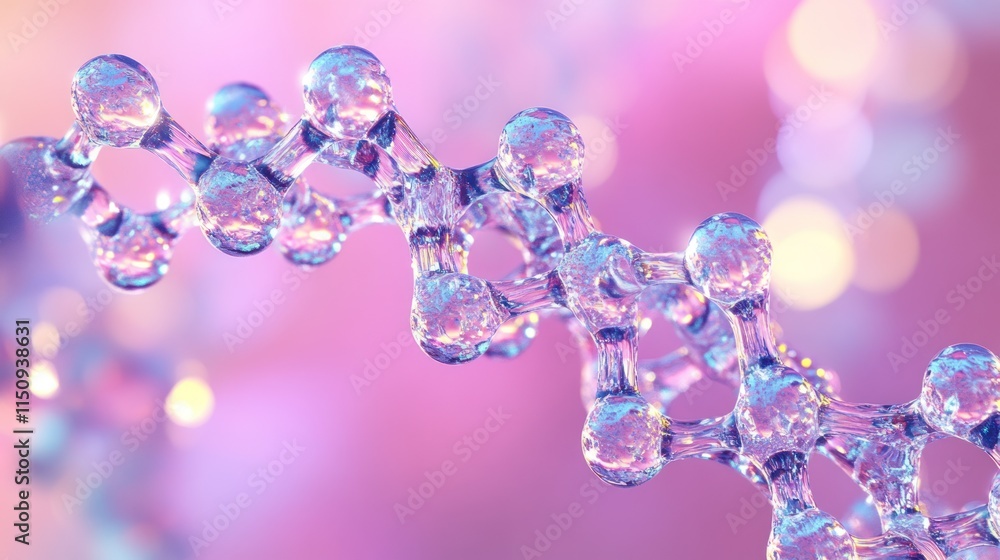 Poster abstract representation of a dna molecule, showing intricate structure and connections.
