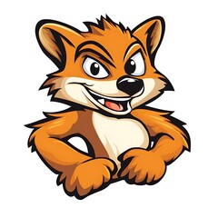 Fototapeta premium Cartoon Fox Mascot, Cute and Energetic. Concept of Wild Animal, Fun, and Playful.