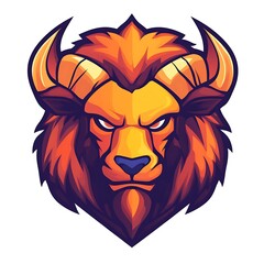 Obraz premium Fierce Buffalo Mascot Logo. Powerful Animal Head Design.