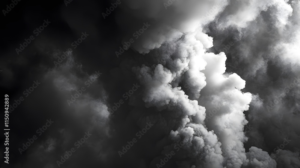 Poster the sky is filled with dark clouds and the sun is barely visible. scene is ominous and foreboding