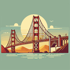 city golden gate bridge illustration